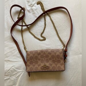 Coach Clutch Convertible Belt Bag crossbody Brown Leather Canvas Limited Edition